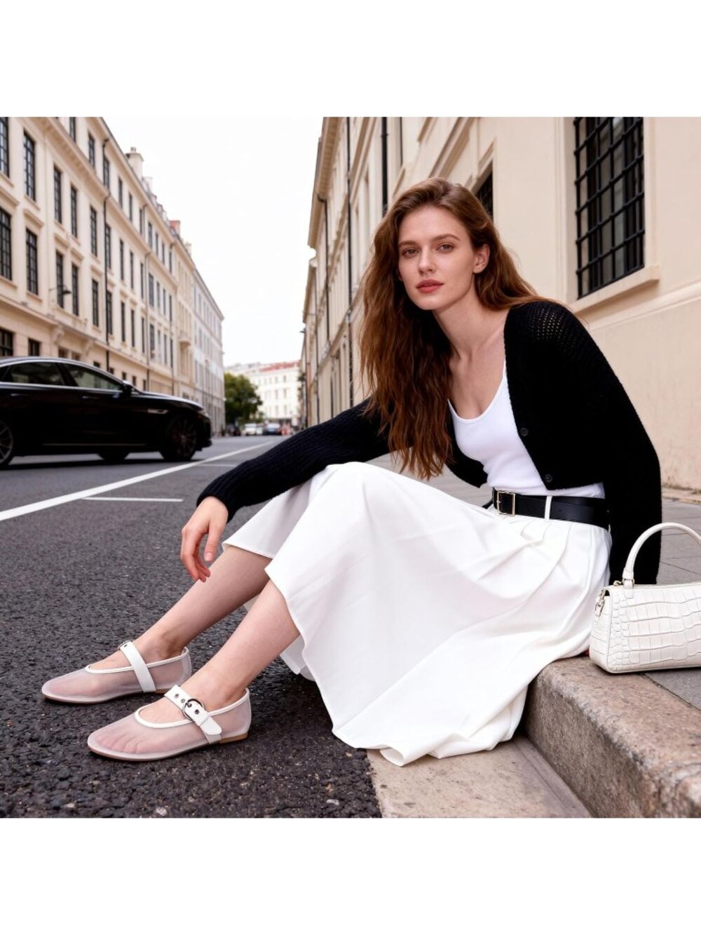Women's Mesh Flats Ballet Flats Mary Jane Leopard White Mesh Flats - Picture 2 of 6